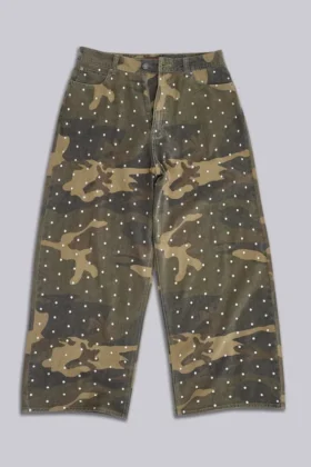 Colossus Jeans XL à motif camouflage clouté