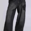 Colossus Jeans XL noir à broderies en relief
