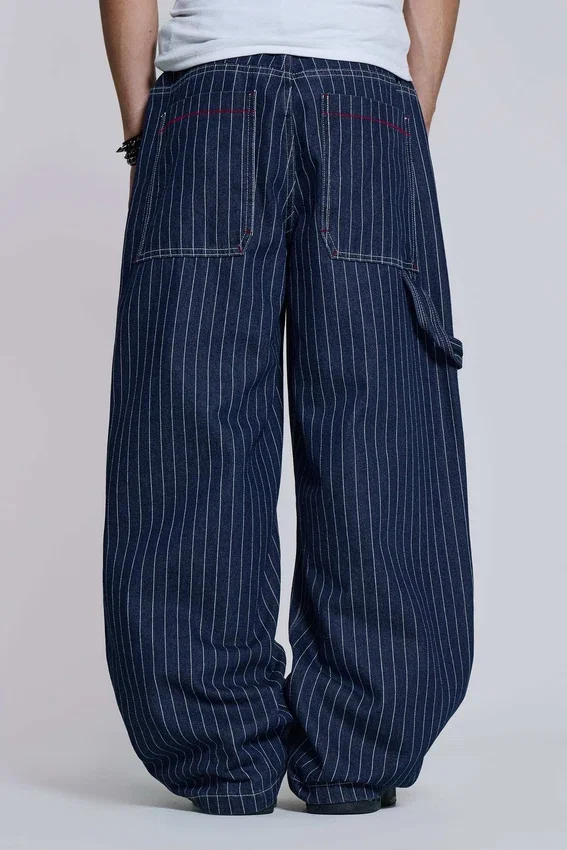 Colossus Jeans XL Ollie à fines rayures bleu marine