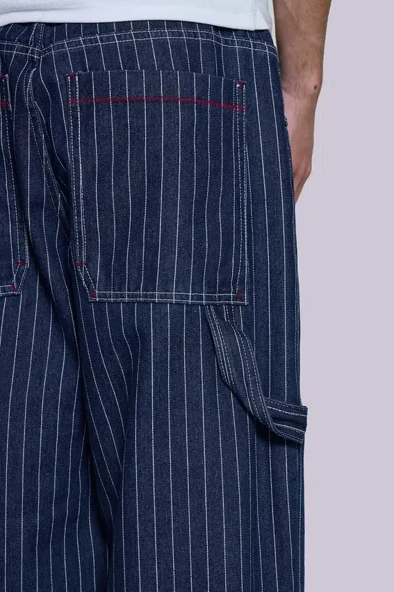 Colossus Jeans XL Ollie à fines rayures bleu marine