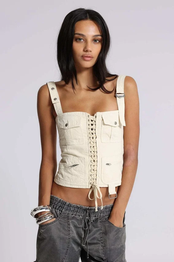 Corset cargo écru