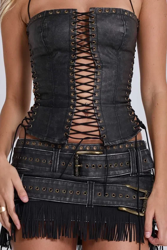 Mini-jupe Odile en simili cuir et simili daim