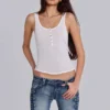 Débardeur Henley transparent en blanc