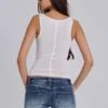 Débardeur Henley transparent en blanc