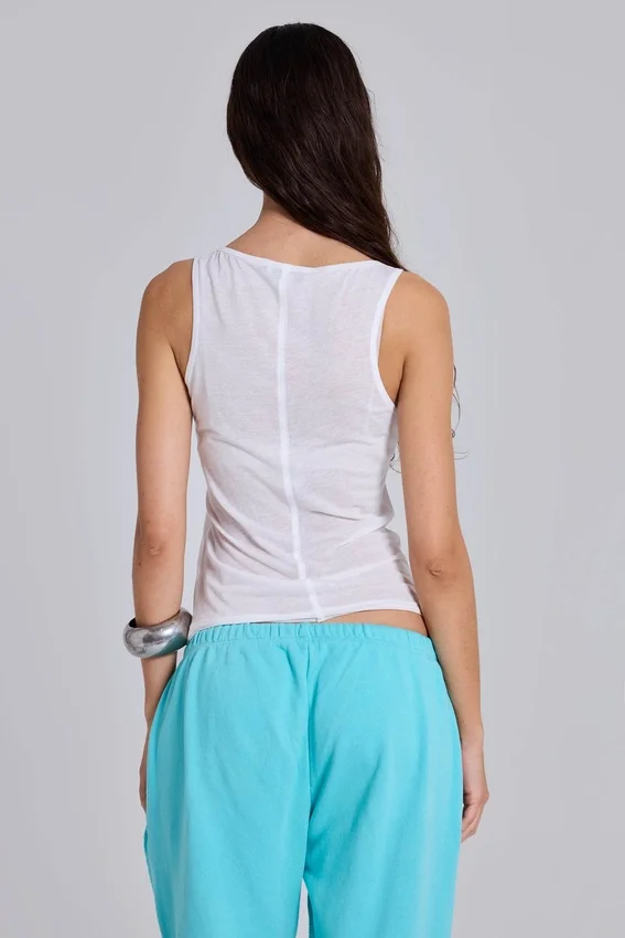 Débardeur Henley transparent en blanc