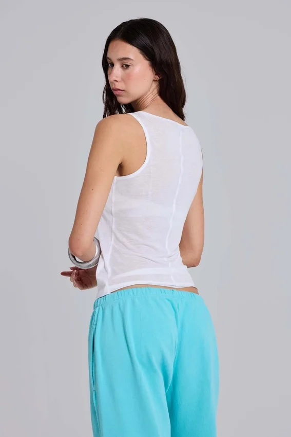 Débardeur Henley transparent en blanc