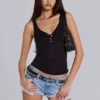 Débardeur Henley transparent noir