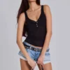 Débardeur Henley transparent noir