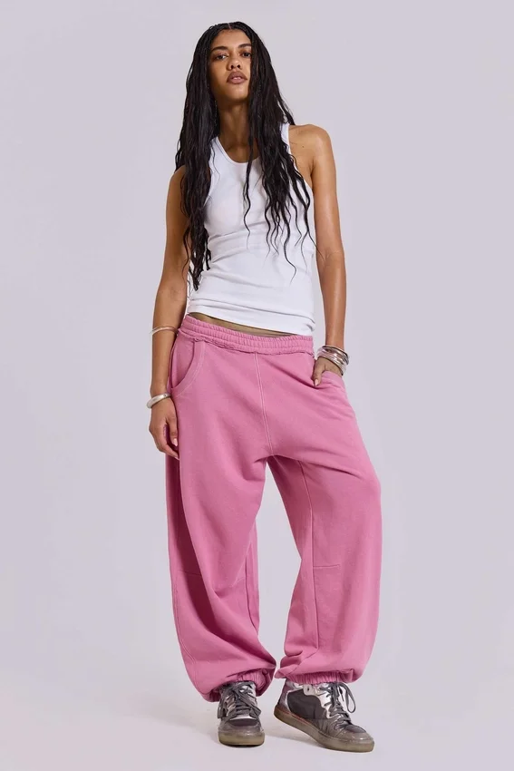Pantalon de jogging ample rose à revers « Monster Joggers »