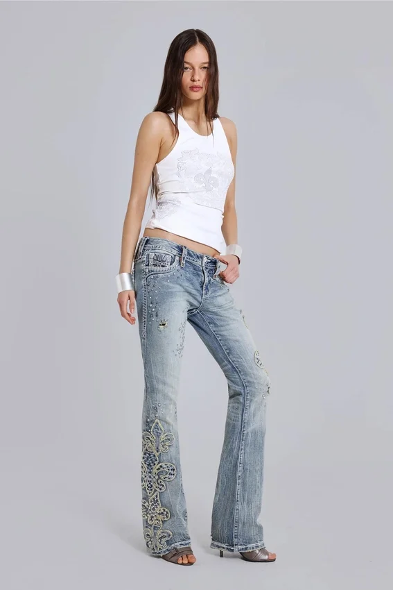 Débardeur Rock Revival à fleurs de lys en strass