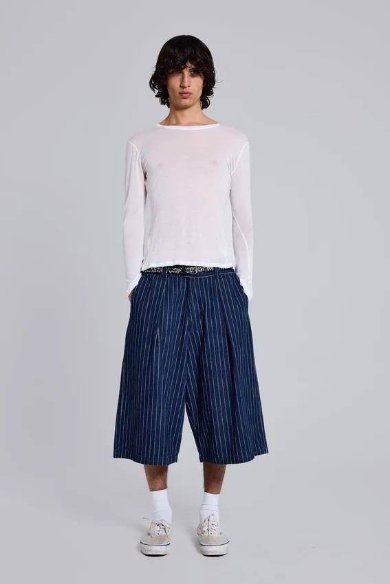 Goliath Shorts XL en denim à fines rayures