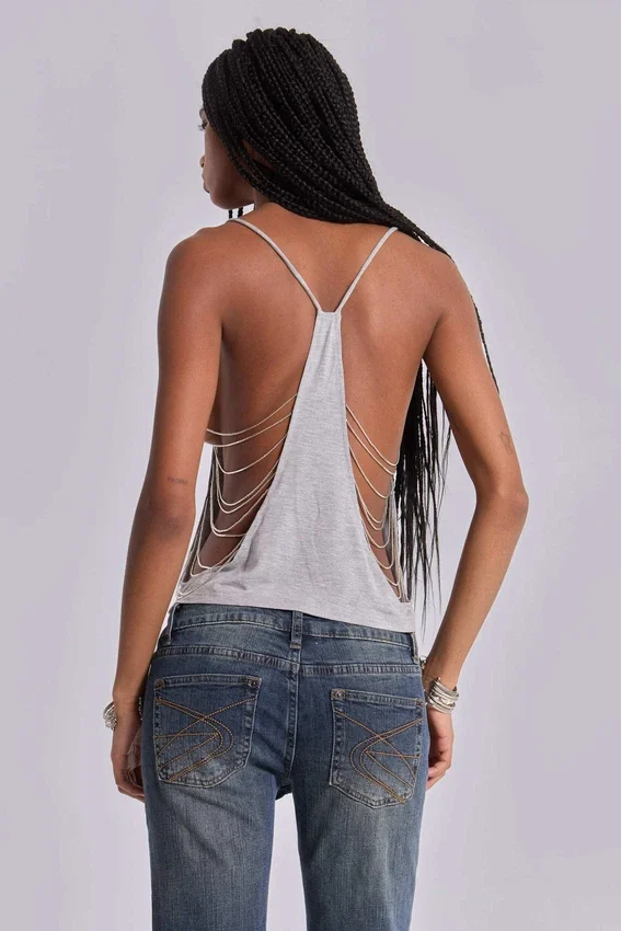 Haut Aleya à perles, gris chiné