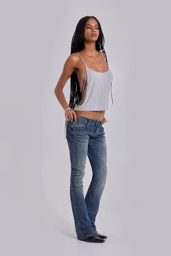Haut Aleya à perles, gris chiné