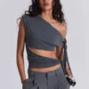 Haut asymétrique Mena en gris