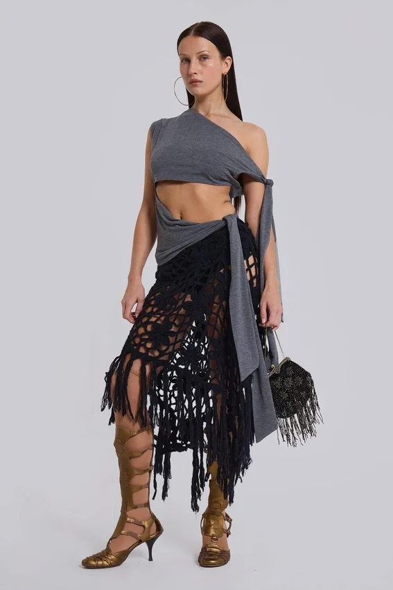 Haut asymétrique Mena en gris
