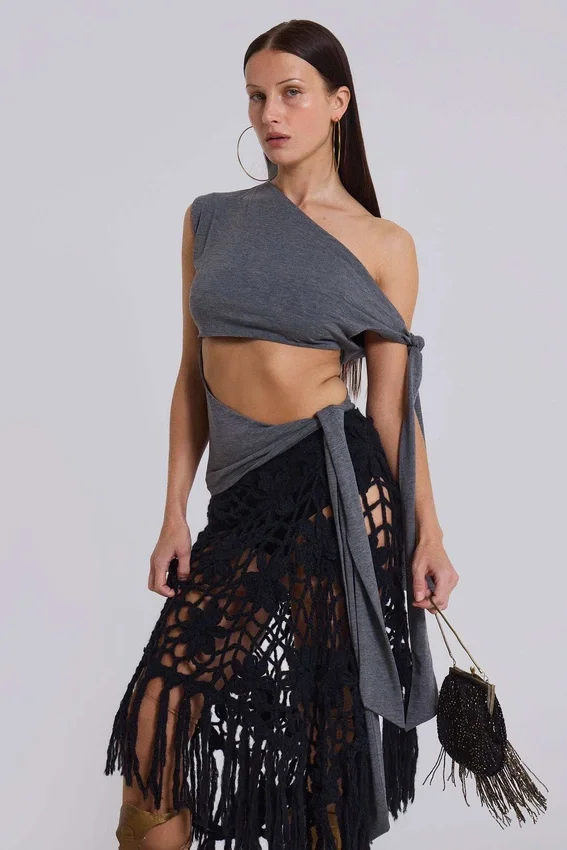 Haut asymétrique Mena en gris