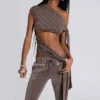 Haut asymétrique Mena en marron