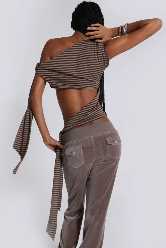 Haut asymétrique Mena en marron