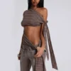 Haut asymétrique Mena en marron