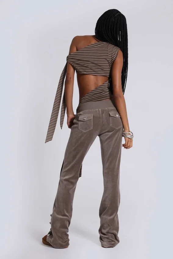 Haut asymétrique Mena en marron