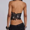 Haut corset en dentelle Roswen, noir