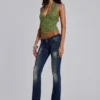 Haut corset en dentelle Roswen, vert