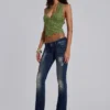 Haut corset en dentelle Roswen, vert