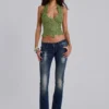Haut corset en dentelle Roswen, vert