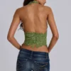 Haut corset en dentelle Roswen, vert