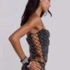 Haut corset en maille à paillettes Deva, couleur Midnight