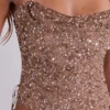 Haut corset en maille à paillettes Deva, couleur sable