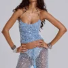 Haut corset en maille à paillettes Deva, couleur « Sky »