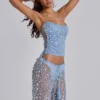 Haut corset en maille à paillettes Deva, couleur « Sky »