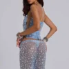 Haut corset en maille à paillettes Deva, couleur « Sky »