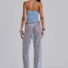 Haut corset en maille à paillettes Deva, couleur « Sky »