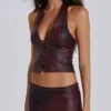 Haut corset en simili cuir Lynx