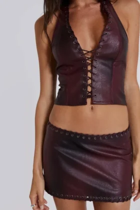 Haut corset en simili cuir Lynx