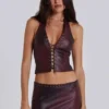 Haut corset en simili cuir Lynx