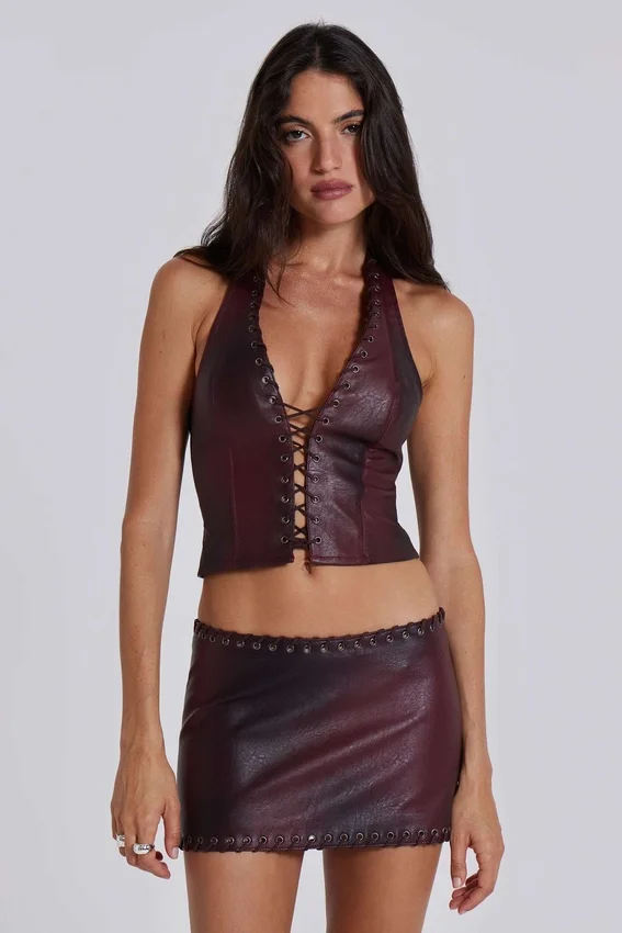 Haut corset en simili cuir Lynx