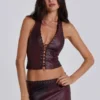 Haut corset en simili cuir Lynx