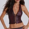 Haut corset en simili cuir Lynx