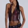 Haut corset en simili cuir Lynx
