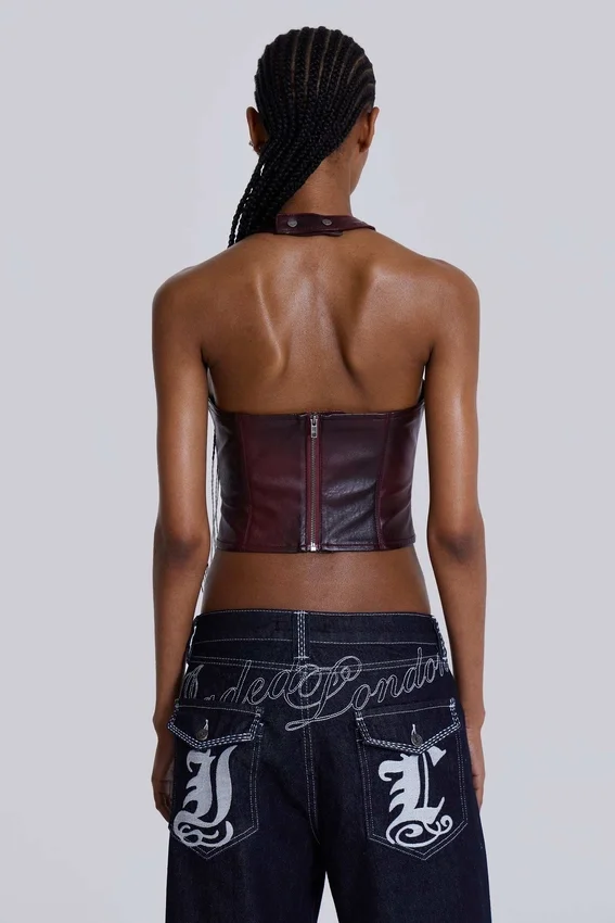 Haut corset en simili cuir Lynx