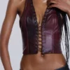 Haut corset en simili cuir Lynx