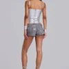 Haut corset « Idol » en tissu bandage métallisé argenté