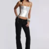 Haut corset « Idol » en tissu bandage métallisé argenté