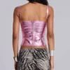 Haut corset « Idol » en tissu bandage métallisé rose