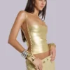 Haut corset « Idol » style bandage métallisé doré