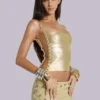 Haut corset « Idol » style bandage métallisé doré
