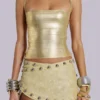 Haut corset « Idol » style bandage métallisé doré